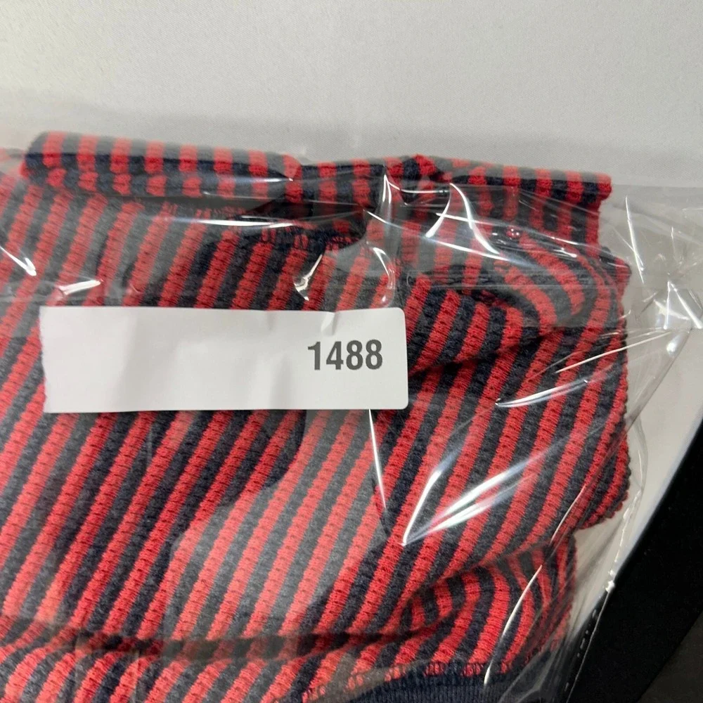 Polo Ralph Lauren Waffle Knit‎ Shirt Men Medium Red Striped Crewneck Thermal NEW